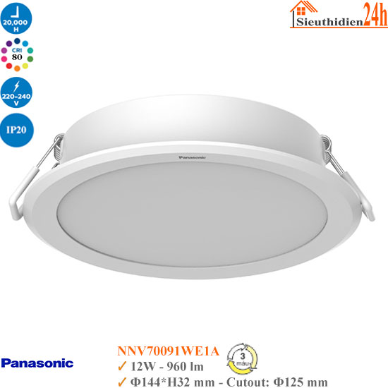 Đèn Âm Trần Panasonic DN 2G 3 Màu NNV70091WE1A 12W
