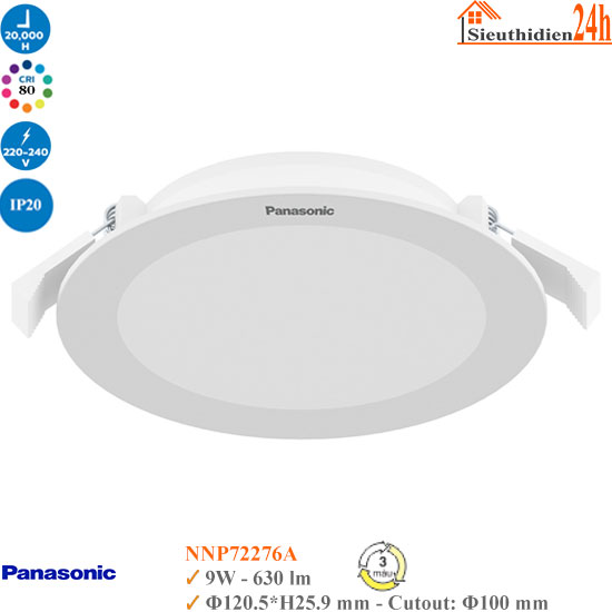 Đèn Led Âm Trần Panasonic Đổi Màu NNP72276A 9W