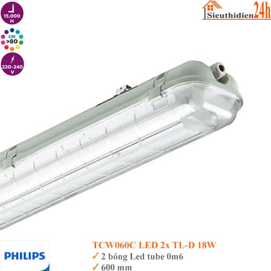 Máng Chống Thấm Philips TCW060C 2xTLED L600