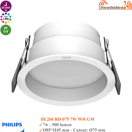 Đèn Led Âm Trần Philips Becken DL260 075 7W