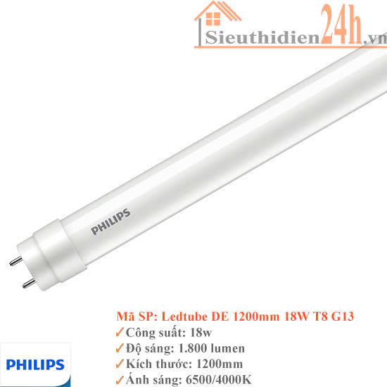 Bóng Đèn Tuýp T8 Philips Ledtube DE 18W 1m2
