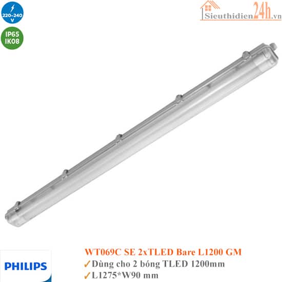 Máng Chống Thấm Philips WT069C SE 2XTLED Bare L1200 GM