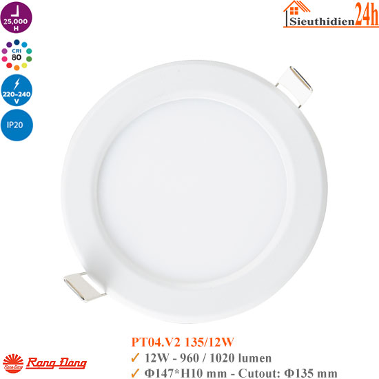 Đèn Led Âm Trần Rạng Đông PT04.V2 135/12W
