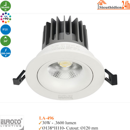 Đèn Spotlight Âm Trần Euroto LA-496 30w