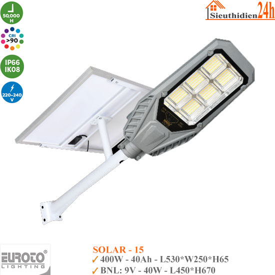 Đèn Đường Năng Lượng Mặt Trời Euroto Solar-15 400w