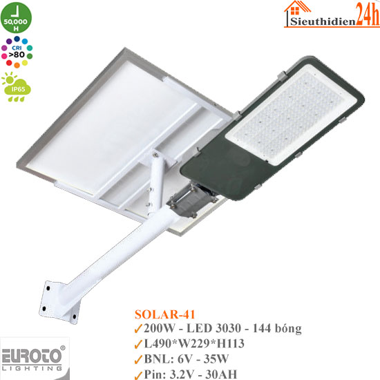 Đèn Đường Năng Lượng Mặt Trời Euroto Solar-41 200w