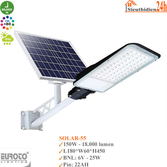 Đèn Đường Năng Lượng Mặt Trời Euroto Solar-55 150w