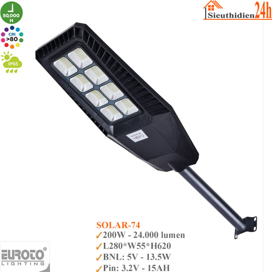 Đèn Đường Năng Lượng Mặt Trời Euroto Solar-74 200W