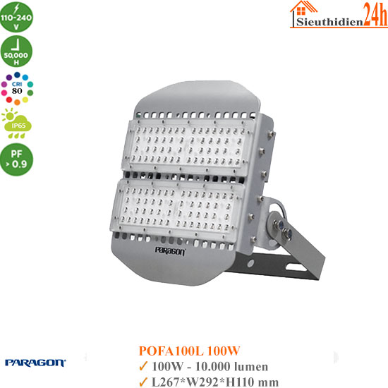 Đèn Led Pha Paragon POFA100L 100W