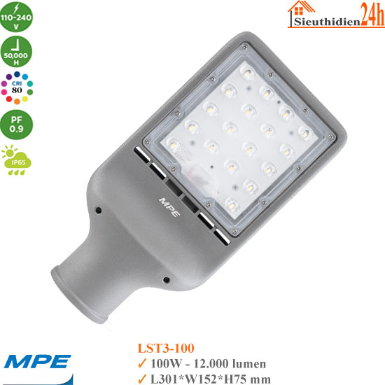 Đèn Đường LED MPE LST3-100 100W