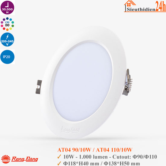 Đèn Led Âm Trần Rạng Đông AT04 10W