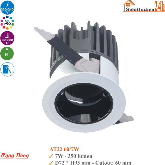 Đèn Spotlight Âm Trần Rạng Đông AT22 60/7W