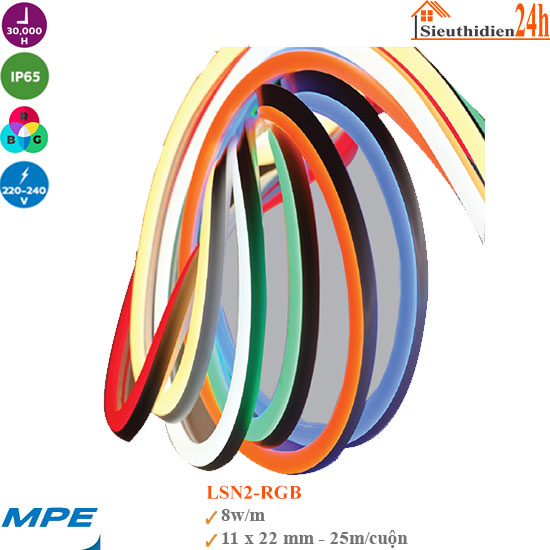 Đèn Led Dây Neon Đổi Màu MPE Seri LSN2-RGB 220V