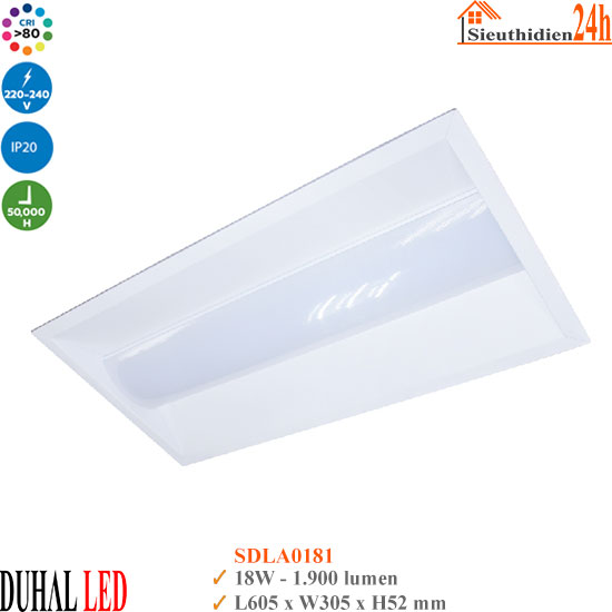 Đèn Led Panel Duhal SDLA0181 18W 300×600