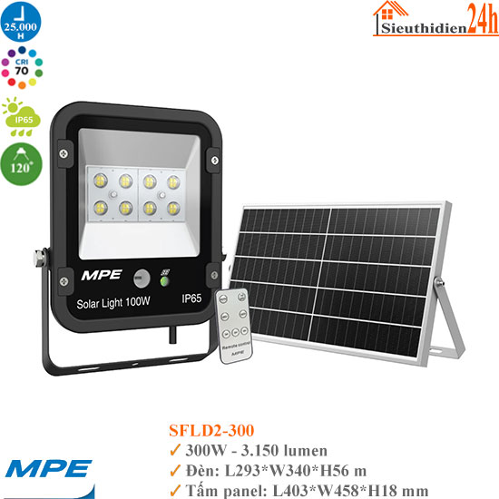 Đèn Led Pha Năng Lượng Mặt Trời MPE SFLD2-300 300W