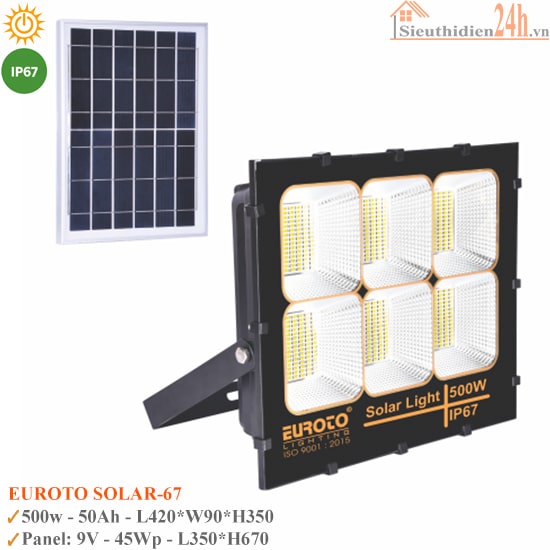 Đèn Pha Năng Lượng Mặt Trời Euroto Solar-67 500W
