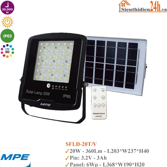 Đèn Led Pha Năng Lượng Mặt Trời MPE SFLD-20 20W