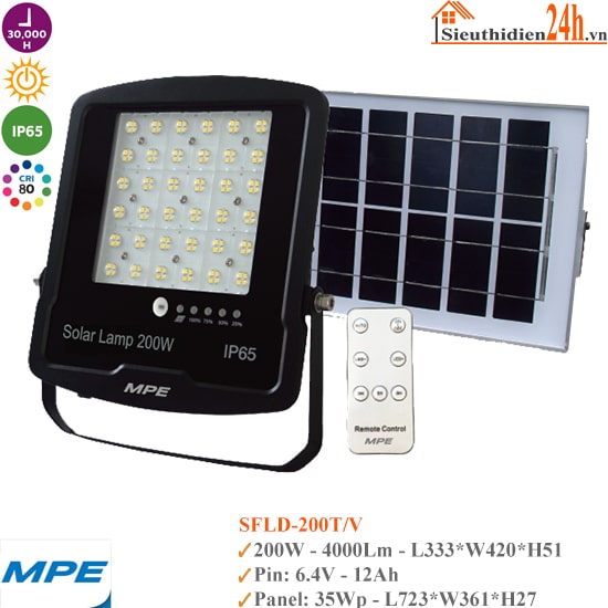 Đèn Led Pha Năng Lượng Mặt Trời MPE SFLD-200 200W