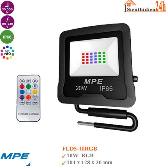 Đèn Pha Led Đổi Màu MPE FLD5-10RGB 10W