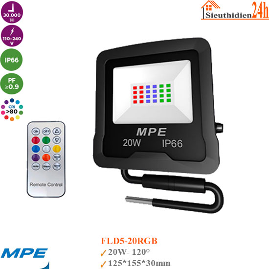 Đèn Pha Led Đổi Màu MPE FLD5-20RGB 20W