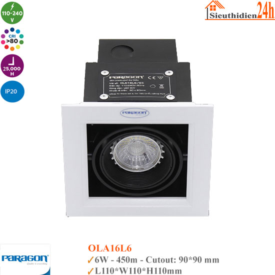 Đèn Spotlight Âm Trần Paragon OLA16L6 6W