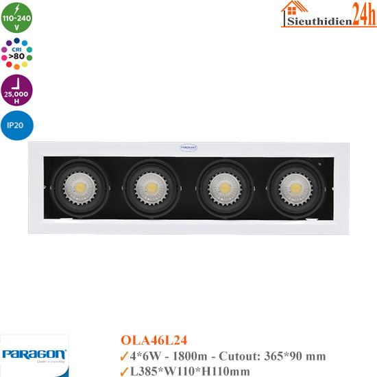 Đèn Spotlight Âm Trần Paragon OLA46L24 4*6W
