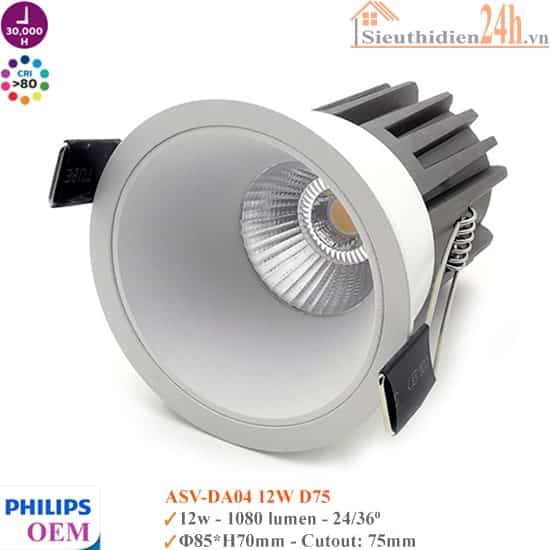 Đèn Spotlight Âm Trần Philips OEM ASV-DA04 12W
