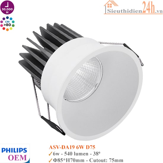 Đèn Spotlight Âm Trần Philips OEM ASV-DA19 6W