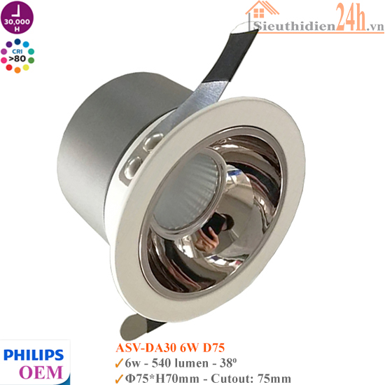Đèn Spotlight Âm Trần Philips OEM ASV-DA30 6W