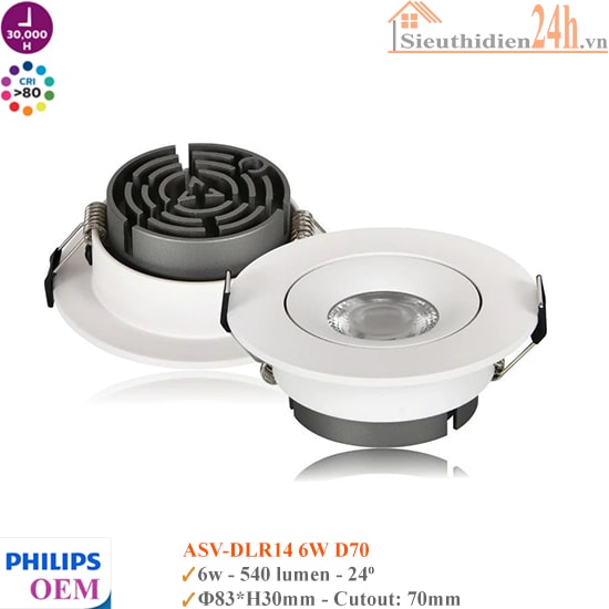 Đèn Spotlight Âm Trần Philips OEM ASV-DLR14 6W