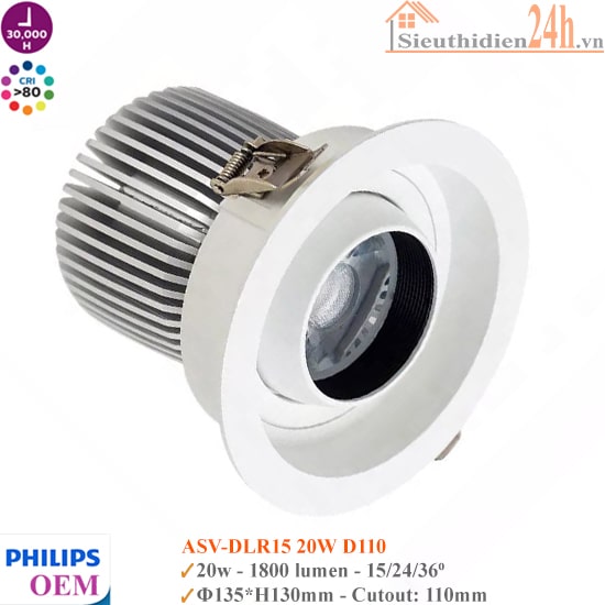 Đèn Spotlight Âm Trần Philips OEM ASV-DLR15 20W
