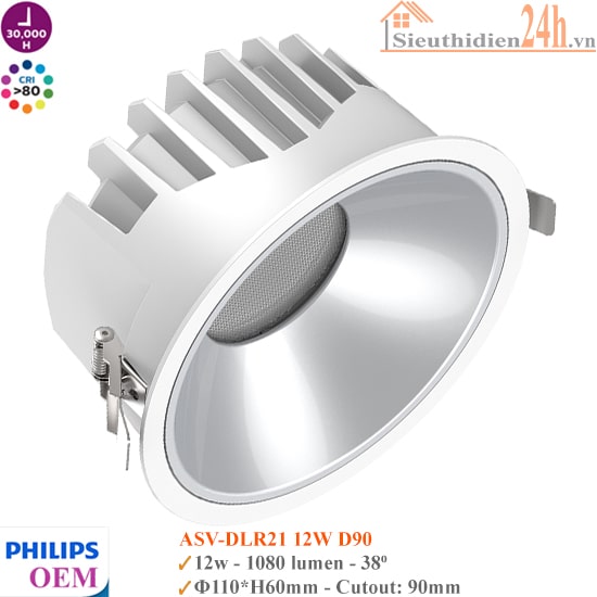 Đèn Spotlight Âm Trần Philips OEM ASV-DLR21 12W