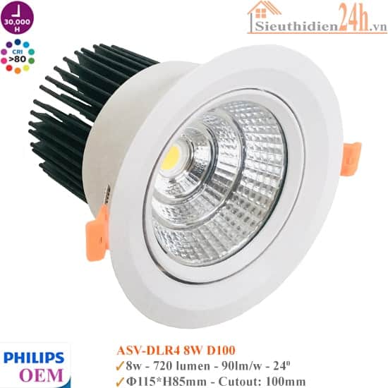 Đèn Spotlight Âm Trần Philips OEM ASV-DLR4 8W