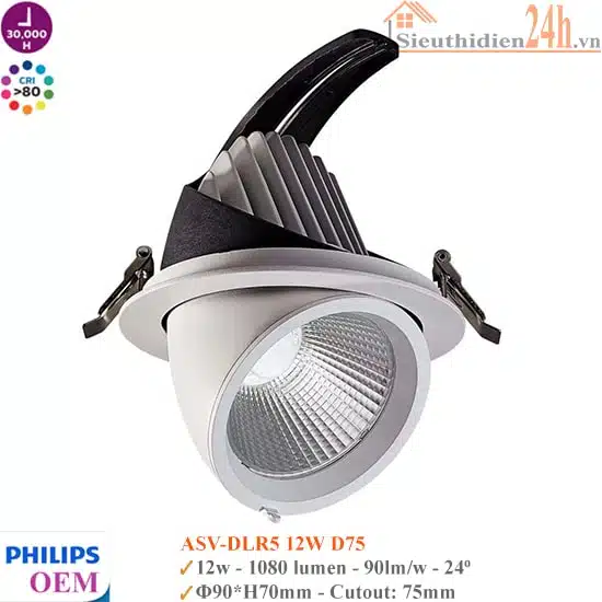 Đèn Spotlight Âm Trần Philips OEM ASV-DLR5 12W