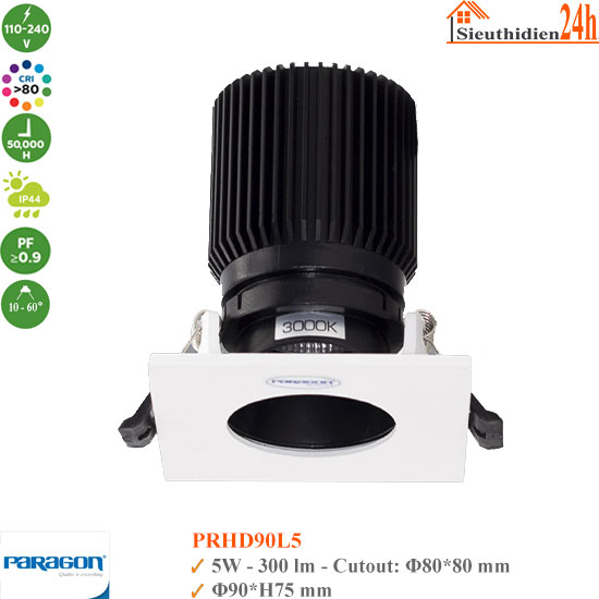 Đèn Spotlight Âm Trần Paragon PRHD90L5 5W