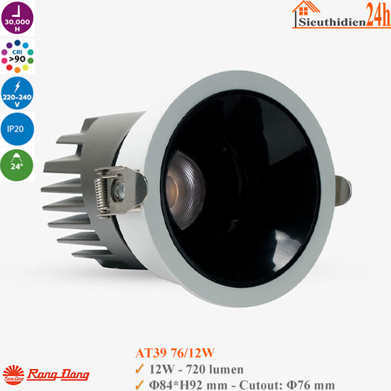 Đèn Spotlight Âm Trần Rạng Đông AT39 76/12W