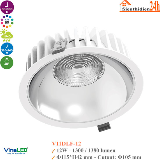Đèn Spotlight Âm Trần Vinaled V11DLF-12 12W