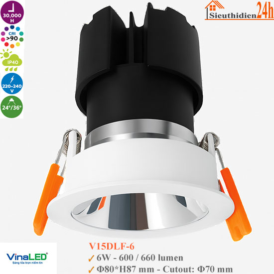Đèn Spotlight Âm Trần Vinaled V15DLF-6 6W