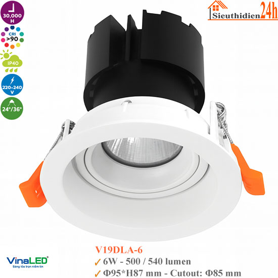 Đèn Spotlight Âm Trần Vinaled V19DLA-6 6W
