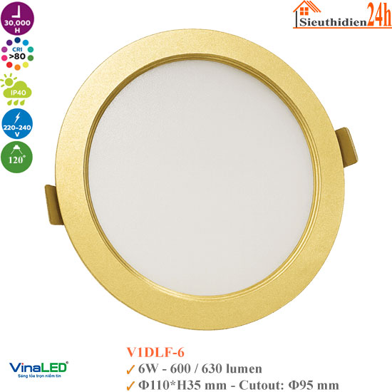 Đèn Led Âm Trần Vinaled V1DLF-6 6W