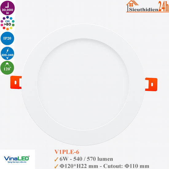 Đèn Led Âm Trần Vinaled V1PLE-6 6W