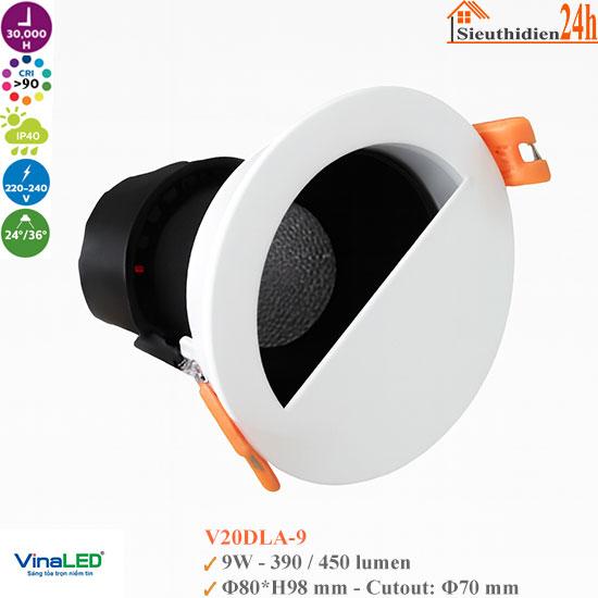 Đèn Spotlight Âm Trần Vinaled V20DLA-9 9W