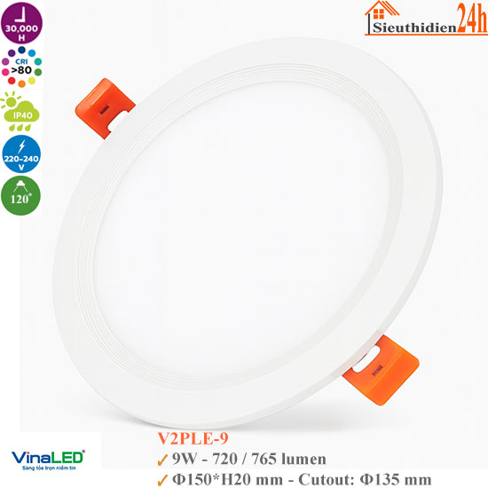 Đèn Led Âm Trần Vinaled V2PLE-9 9W