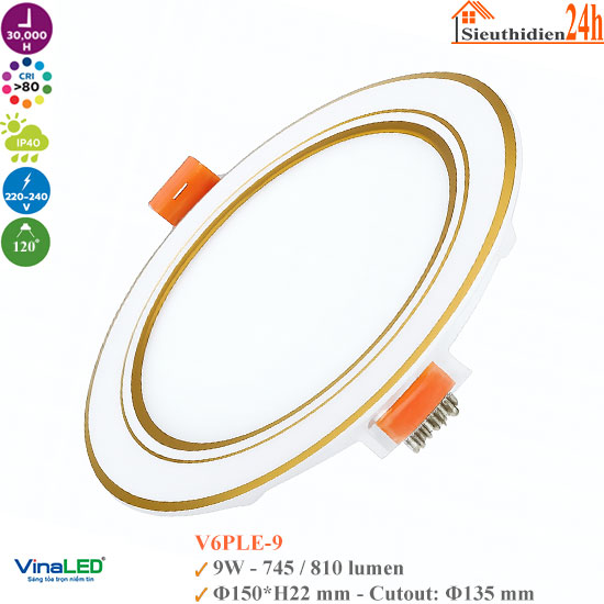 Đèn Led Âm Trần Vinaled V6PLE-9 9W