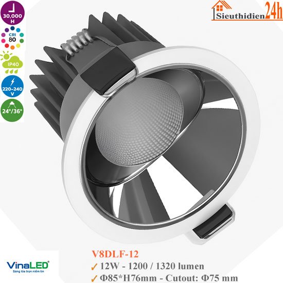 Đèn Spotlight Âm Trần Vinaled V8DLF-12 12W
