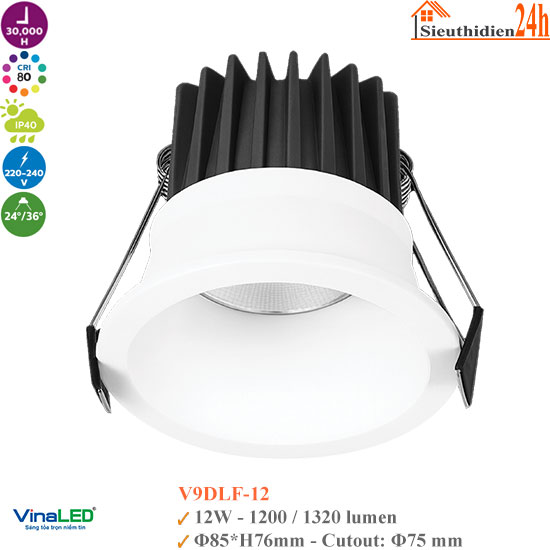 Đèn Spotlight Âm Trần Vinaled V9DLF-12 12W