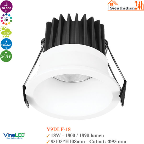 Đèn Spotlight Âm Trần Vinaled V9DLF-18 18W