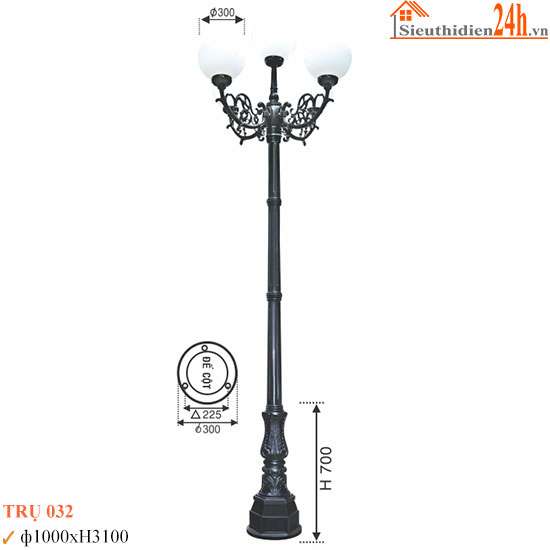 Đèn Trụ Sân Vườn Euroto TRU-032
