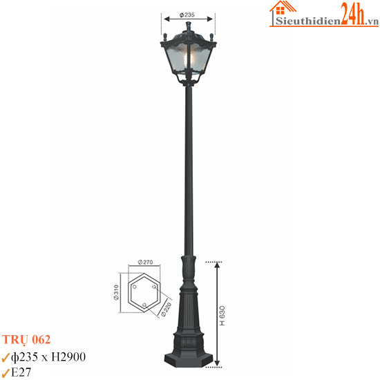 Đèn Trụ Sân Vườn Euroto TRU-062
