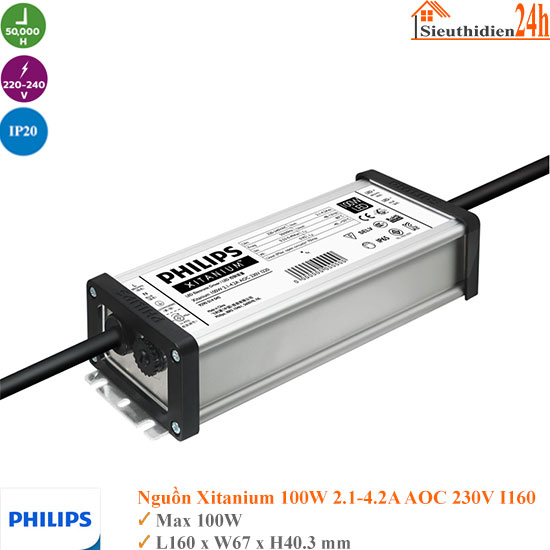 Bộ Nguồn Philips Xitanium 100W 2.1-4.2A AOC 230V I160